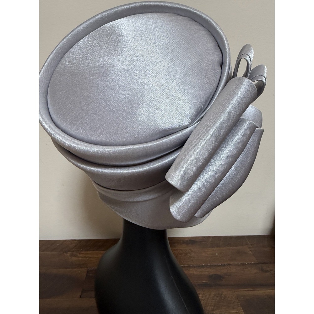 HI's Silver Gray Church Hat Rhinestone Bow Wedding Kentucky Derby Mother Bride - Picture 5 of 16